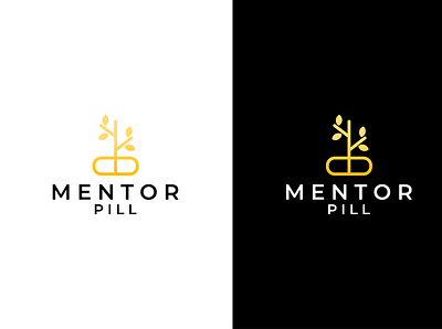 Mentor pill gradient logo growth logo linear logo logo minimalist logo modern logo pill logo plant logo typography