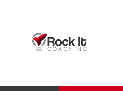 Rock It Coaching bulb logo coaching logo flat logo learning logo light bulb logo design modern logo rocket logo typography