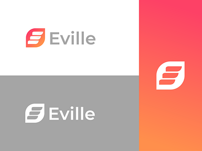 Eville e logo gradient logo graphic design letter e letter e logo letter logo logo minimalist logo modern logo orange gradient simple logo typography