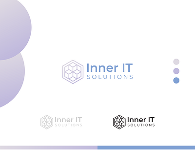 Inner IT Solutions flower hexagon gradient logo hexagon logo it logo logo minimalist logo modern logo pastel logo security logo typography