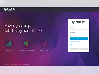 Flurry (Yahoo) Mobile App Analytics Login screen