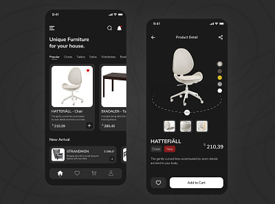 LesMeubels - Furniture Shop Mobile App Dark Theme app dark dark theme design furniture shop mobile app ui
