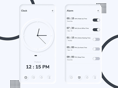 Clock App - Neumorph Design