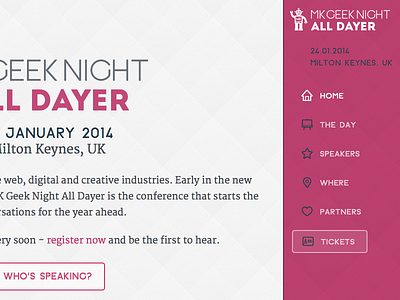 MK Geek Night All Dayer conference design geek icon iconography mkgn responsive robot web
