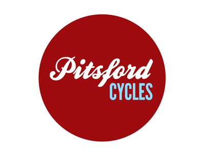 Logo ideas for Pitsford Cycles bike blue circle cycle logo red typography