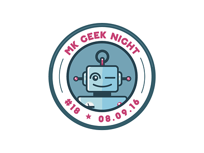 MK Geek Night #18 – Entrance Sticker circle event fun illustration milton keynes mk geek night mkgn print robot sticker swag