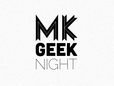 MK Geek Night - logo concept 01a cubano league of moveable type lost type mk geek night logo raleway ribbon typography
