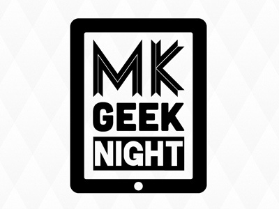 MK Geek Night - logo concept 01d blackout cubano ipad league of moveable type lost type mk geek night logo ribbon typography