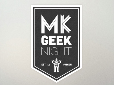 MK Geek Night - logo concept 01e cubano geek logo mk geek night logo noun project raleway ribbon robot typography