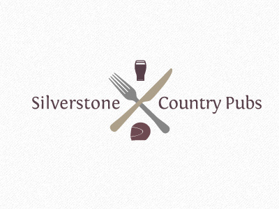 Silverstone Country Pubs logo idea 03a beer country pub fork helmet knife logo motorsport pint pub racing silverstone