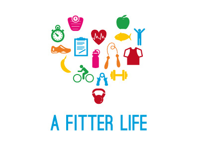 A Fitter Life logo 01i exercise fitness food healthy icons logo nutrition personal trainer training weight weight management wellbeing