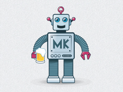 MiKe with his beer, for MK Geek Night drinks tokens ale beer geek illustration milton keynes mk mk geek night robot