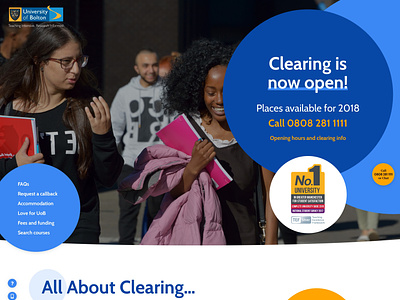 University of Bolton Clearing Website