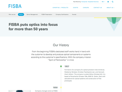 FISBA History and web layouts design web website