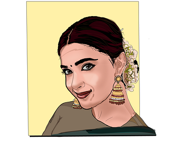 VECTOR PORTRAIT __ TRADITIONAL WOMAN adobe adobe illustrator cartoon portrait digital art graphicart illustration illustrator art indian indianwoman portrait illustration traditional vector vector art
