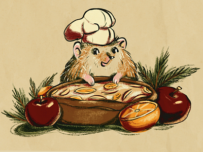 Little chef illustration postcard