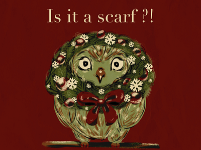 A confused owl illustration postcard