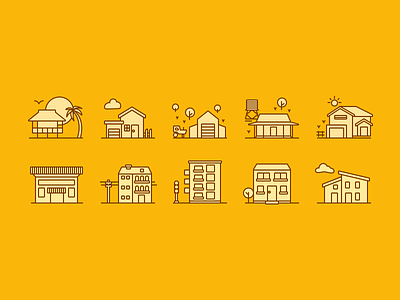 Property Type Icons acreage apartment avatars commercial farm flat holiday house icons rural townhouse villa