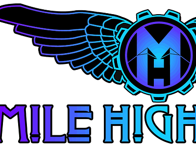 Shades of blue Mile High Gear logo with text branding ecommerce graphic design logo mile high gear photoshop vector