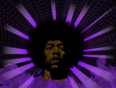 Hendrix Haze 1960s cosmic design graphic design guitar haze hendrix illustration illustrator photoshop purple rock music