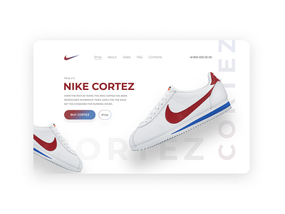 Nike shop landing page cortez design landing nike shop webdesign