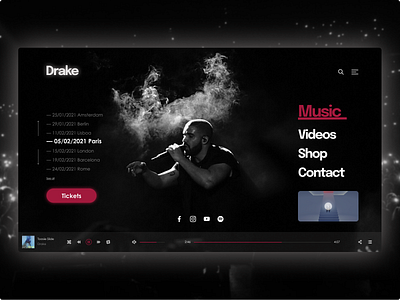 Drake landing page concept concert design landing music rapper singer tickets toronto webdesign