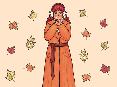 Autumn girl autumn character character design girl illustration leaves