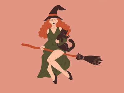 Halloween Witch autumn cat character character design girl halloween illustration photoshop witch