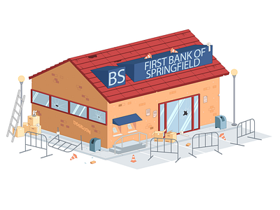 First Bank Of Springfield during the coronavirus pandemic coronavirus design easymetria illustration illustrator isometric mad madrabbit noi3d simpsons springfield staysafe