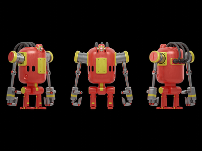 3D model of mech 3d 3dmodel alan blackwell blender blender3d blendercommunity design illustration mad madrabbit mech model retro robot sketch