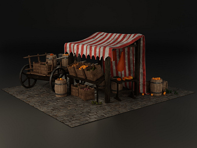 Medieval stall 3d 3dartist 3dmodel blender blender3d blenderartist blendercommunity game gamedev gameready illustration low lowpoly