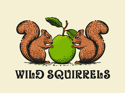 " WILD SQUIRRELS " Hand Drawn logo design hand drawn hand made heritage logo illustration retro vintage