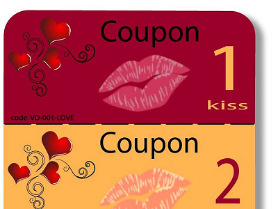 Potseul coupon card coupon design holidy illustration kiss love number print valentine day