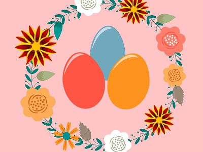 easter design easter eggs flowers gift holiday illustration pinc postcard spring