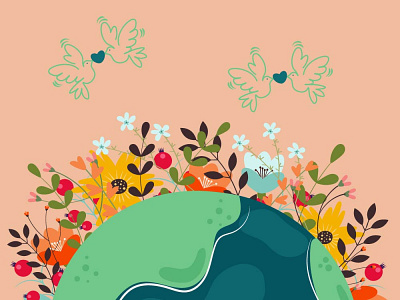 World design earth ecology flowers flyer illustration nature planet poster protection world