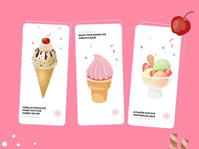 onboarding ice cream app 🍨 2021 app apps design colors colors palette designers ice cream app onboarding screens onboarding ui popular popular design popular shot trendy trendy design ui ux