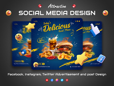 Restaurant menu Social media post template design