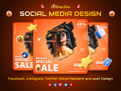 Weekend sale social media post, ads, flyer design