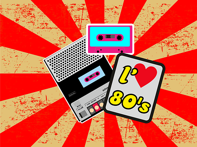 Retro Mix 80s 90s adobe illustrator cassette cassette player graphic design itt retro vintage
