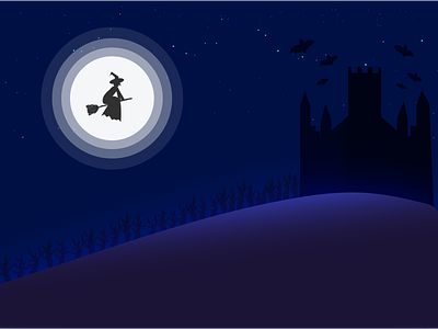 Witch adobe illustrator castle graphic design halloween witch