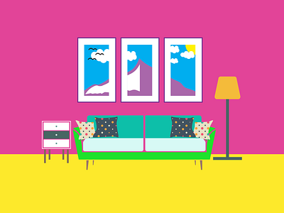 Living Room adobe illustrator graphic design living room sofa