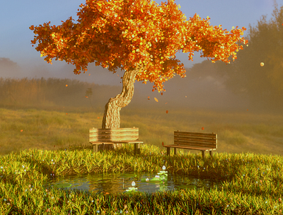 3D Landscape 3d 3d art 3d design cherryblossom design landscape nature