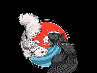 YinYang Betta branding design illustration vector