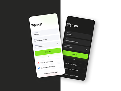 Mobile Sign Up Page