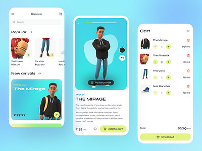 Clothing eCommerce App 3d app branding character clean design ecommerce gradients minimal shop simple ui ux