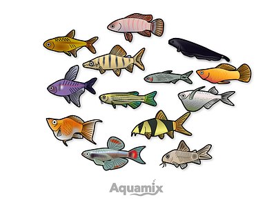 Aquamix fish fish logo illustration