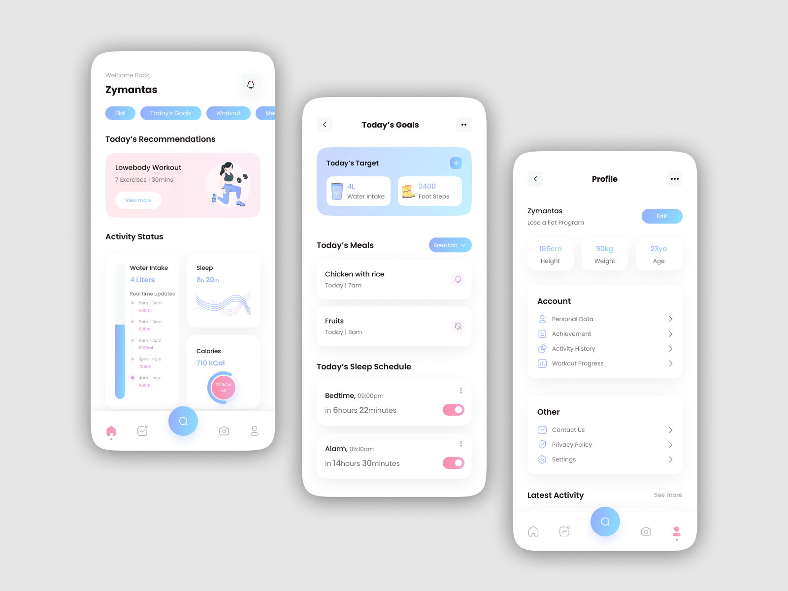 Fitness App UI by Zymantas Venckus on Dribbble