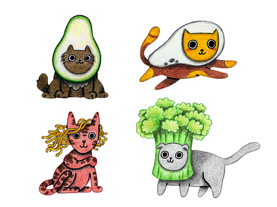 Avocado, Broccoli, Egg and Pasta Cats