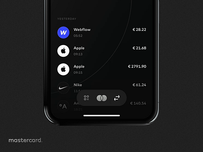 Floating Bottom Navigation floating ios mastercard navigation payments prototpie prototype transactions ui ux wallet