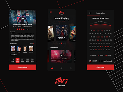 Movie Theater App app application ui branding darkmode design mobile application movie movies theater ui